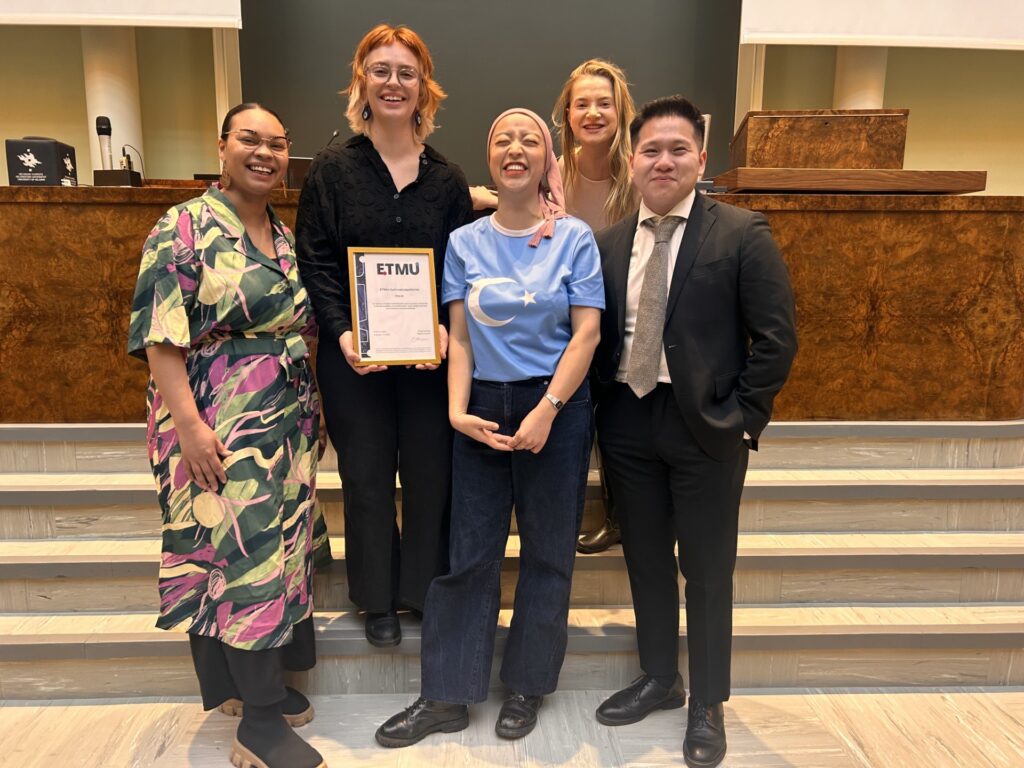 The Fem-R representatives receiving the ETMU award on the final day of the 2025 ETMU days in Helsinki.